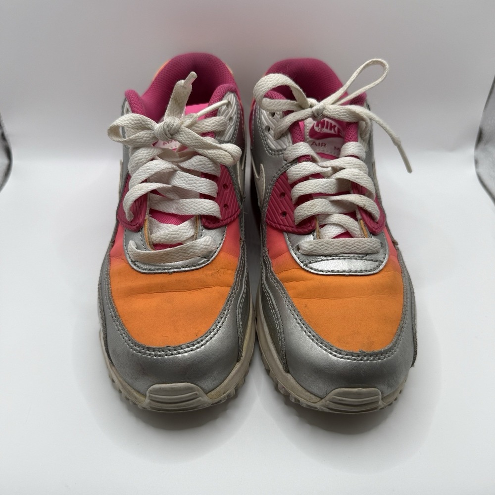 Nike Air Max 90 Pink Orange Silver Athletic Running Shoes Sneakers Youth Size 4 - Picture 2 of 8
